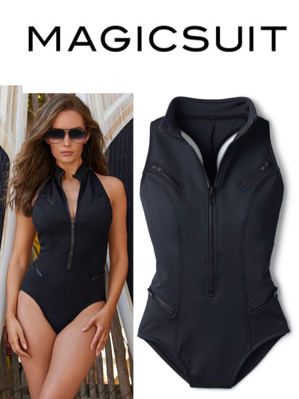 MAGICSUIT by Miraclesuit Scuba Coco One Piece Swimsuit in Black NWT Sz. 10